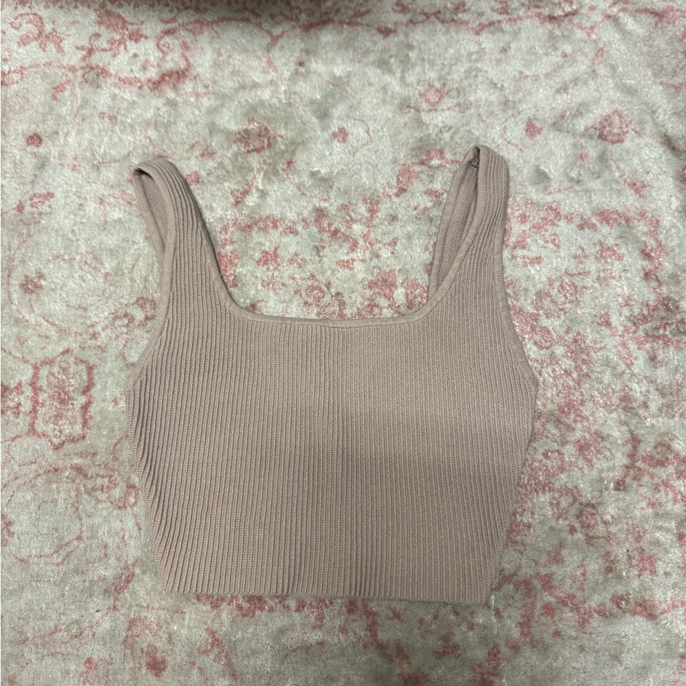 Women's Tan Ribbed Crop Top
